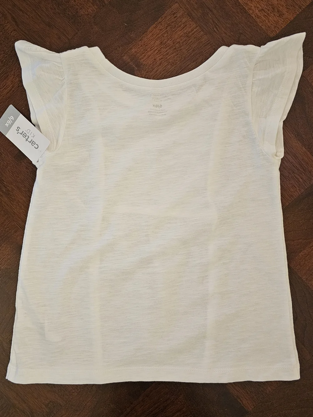 Carter's Girls White Eyelet Pom-Pom Flutter Sleeve Tee 6/6X